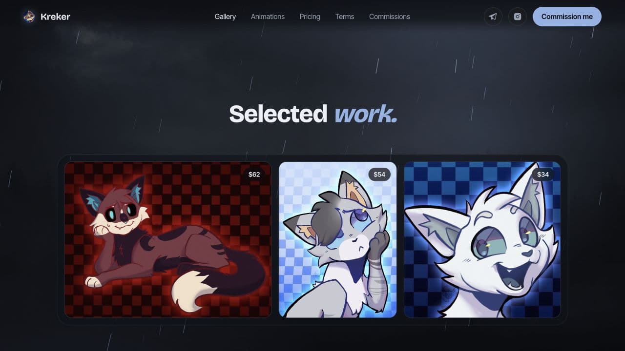 The illustration gallery on Kreker's artist portfolio.